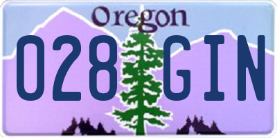 OR license plate 028GIN
