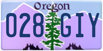 OR license plate 028GIY