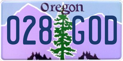 OR license plate 028GOD