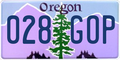 OR license plate 028GOP