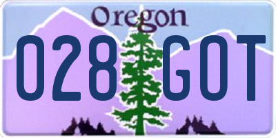 OR license plate 028GOT