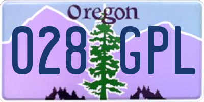 OR license plate 028GPL