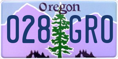 OR license plate 028GRO