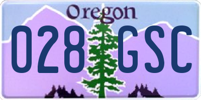OR license plate 028GSC