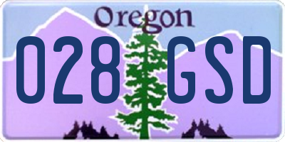 OR license plate 028GSD