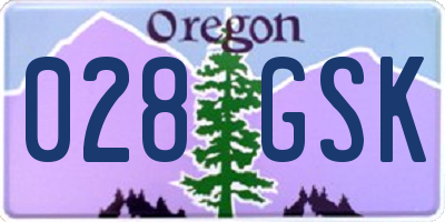 OR license plate 028GSK