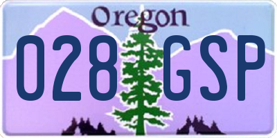 OR license plate 028GSP