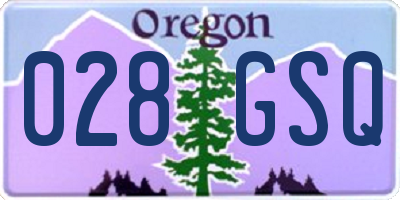 OR license plate 028GSQ