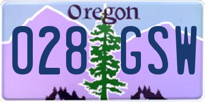 OR license plate 028GSW
