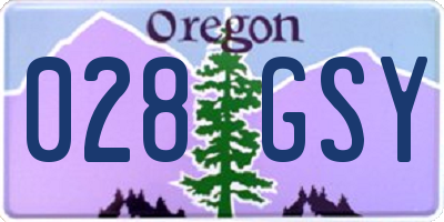 OR license plate 028GSY