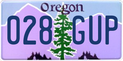 OR license plate 028GUP