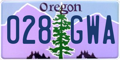 OR license plate 028GWA