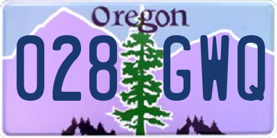 OR license plate 028GWQ