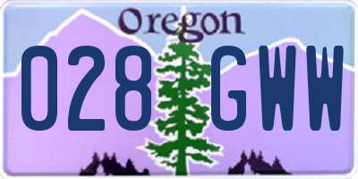 OR license plate 028GWW
