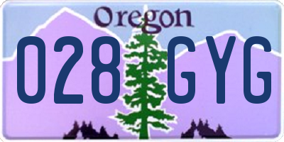 OR license plate 028GYG