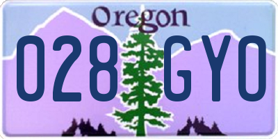 OR license plate 028GYO