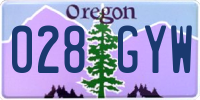 OR license plate 028GYW
