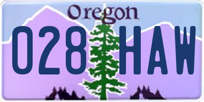OR license plate 028HAW