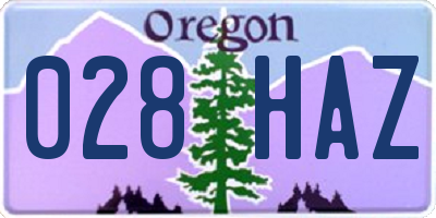 OR license plate 028HAZ