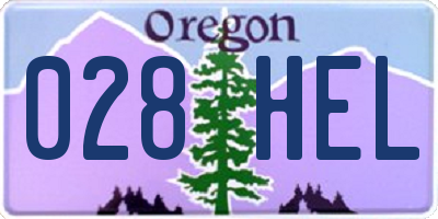 OR license plate 028HEL