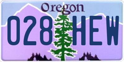 OR license plate 028HEW