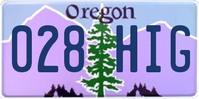 OR license plate 028HIG
