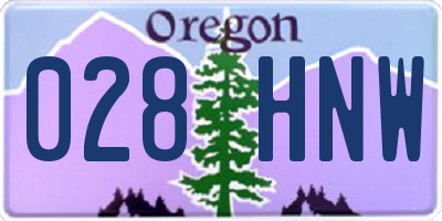 OR license plate 028HNW