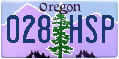 OR license plate 028HSP