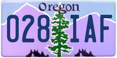 OR license plate 028IAF