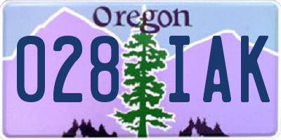 OR license plate 028IAK
