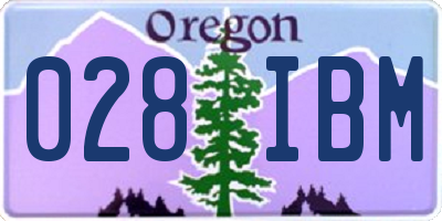 OR license plate 028IBM