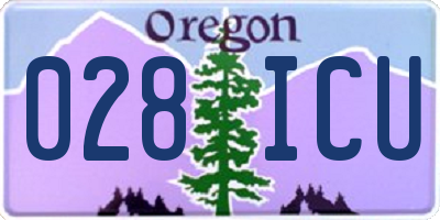 OR license plate 028ICU