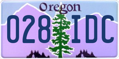 OR license plate 028IDC