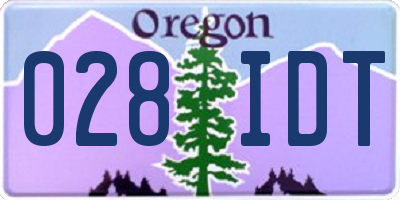 OR license plate 028IDT