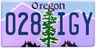 OR license plate 028IGY