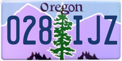 OR license plate 028IJZ