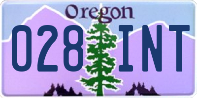 OR license plate 028INT