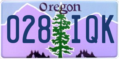 OR license plate 028IQK