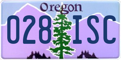 OR license plate 028ISC