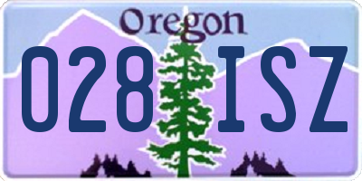 OR license plate 028ISZ