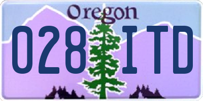 OR license plate 028ITD