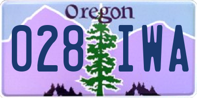 OR license plate 028IWA