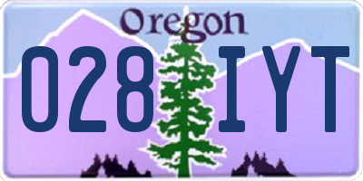 OR license plate 028IYT