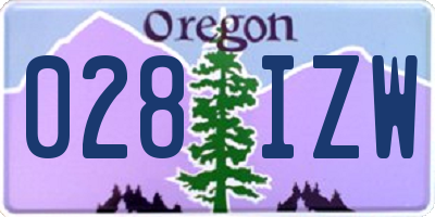 OR license plate 028IZW