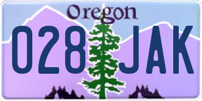 OR license plate 028JAK