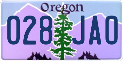OR license plate 028JAO