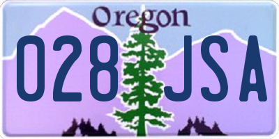OR license plate 028JSA