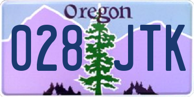 OR license plate 028JTK