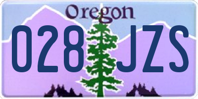 OR license plate 028JZS