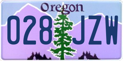 OR license plate 028JZW